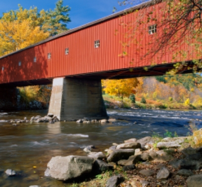 Historic Cornwall Bridge in Fall