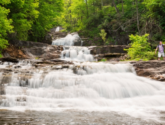 Couple hiking at Kent Falls State Park